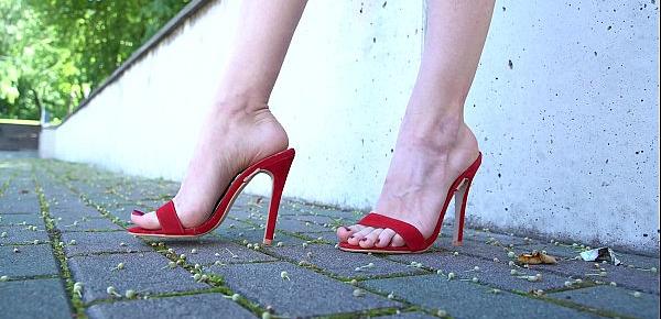  Sexy High Heels Teasing And Shoe Play In A Public Place